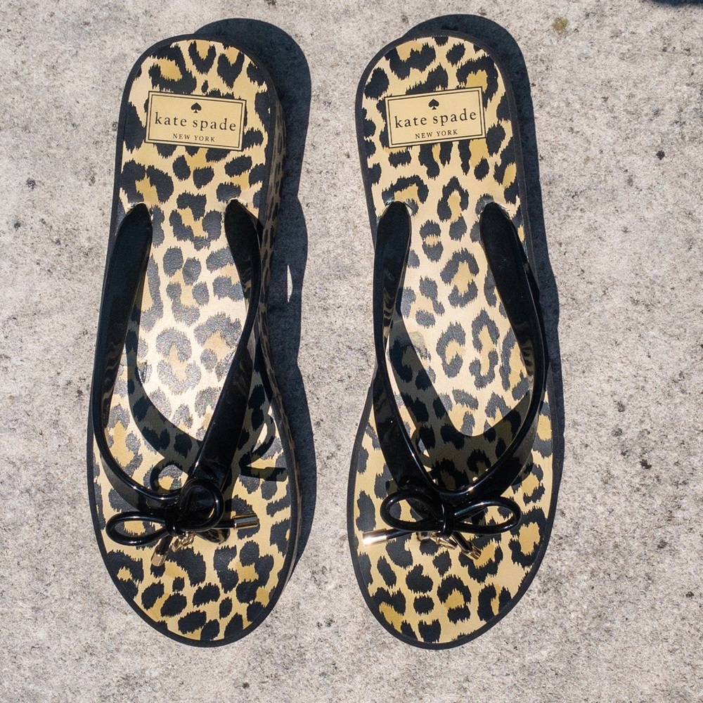 Kate Spade Cheetah Platform Sandals Black/Yellow - Picture 3 of 6